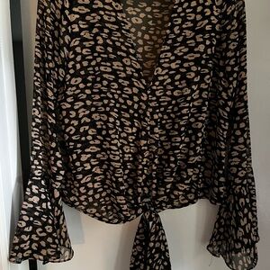 Sheer Animal Print Buddy Love Bell sleeved top